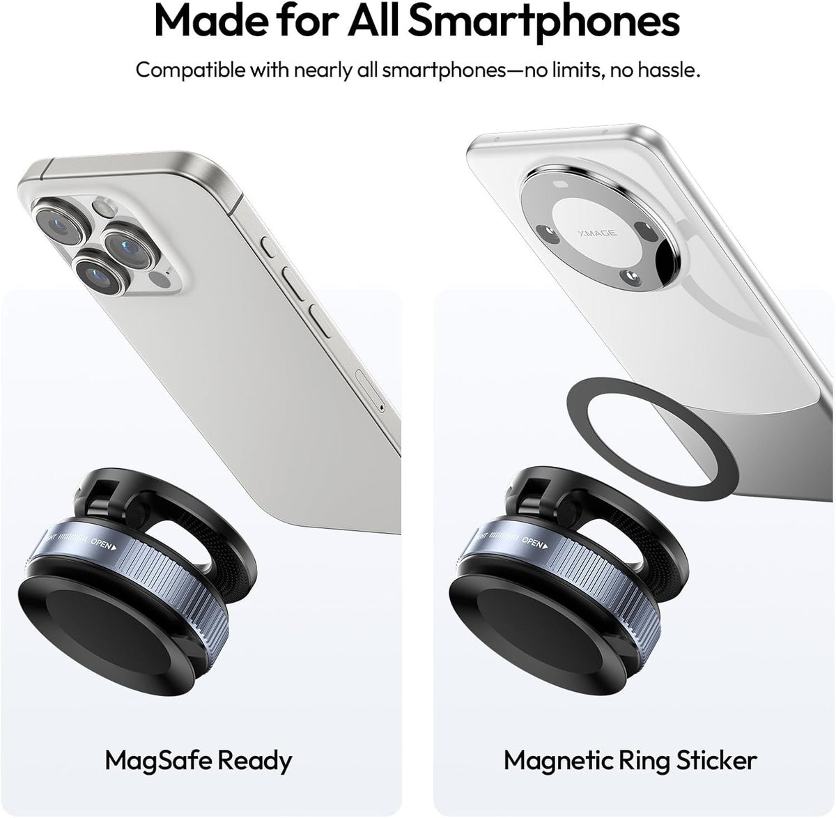 ULANZI SK-25 Car Phone Holder for Magsafe, Vacuum Suction Cup Magnetic