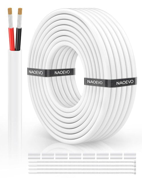 NAOVEO 18 Gauge Stranded PVC Electrical Wire - Flexible Tinned Copper Cable for LED, Marine, Appliances | 30FT