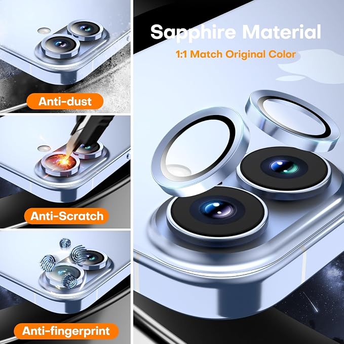 Camera Lens Protector for iPhone 17/16/16 Plus, Tempered Glass Metal Individual