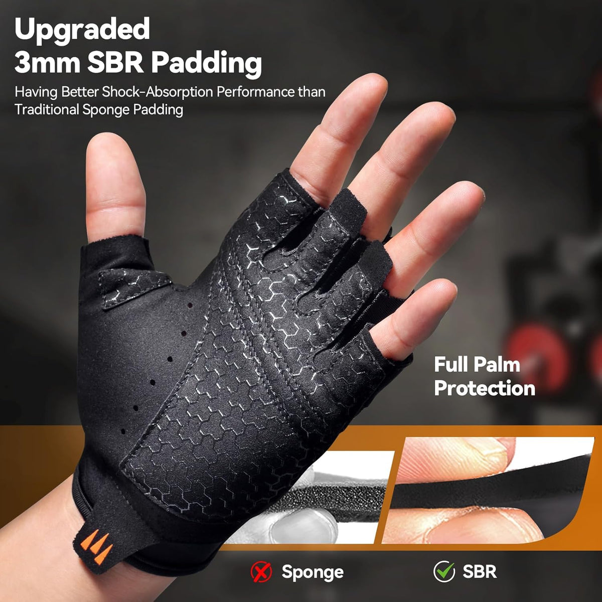 Skiennix Workout Gloves - Breathable Weight Lifting Gloves with Grip & Shock Absorption | Full Palm Protection for Gym & Fitness