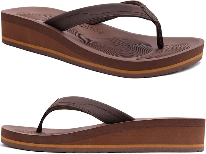 COFACE Flip Flops for Women With Comfortable Arch Support Ladies Fashion Platform Thong Sandals Soft Yoga Mat Sole For Beach/Indoor Outdoor