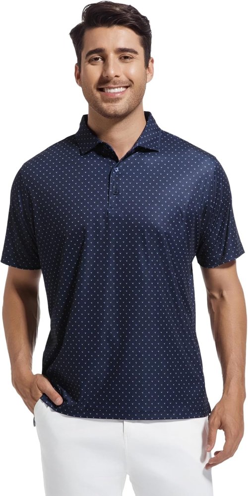 Alex Vando Men's Golf Shirt - Moisture-Wicking Classic Print Design | Comfortable Fit for All-Day Play