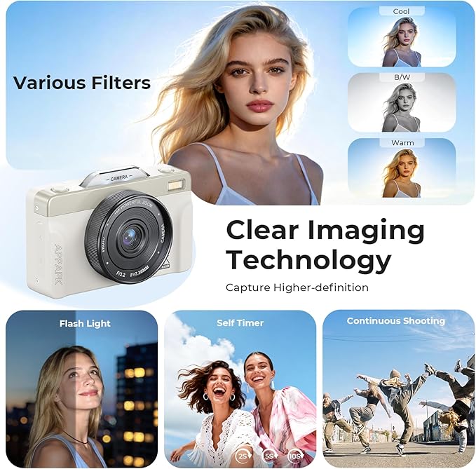 4K Digital Camera for Photography, 2026 Latest 64MP Autofocus WiFi Vlogging