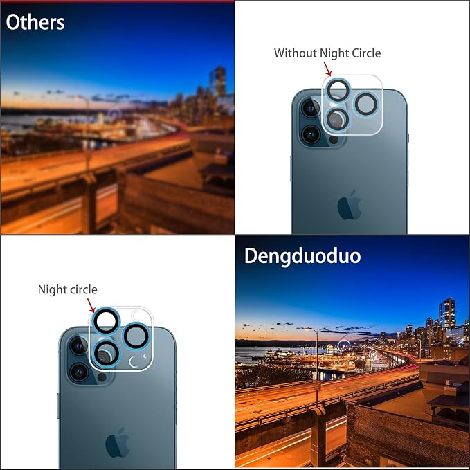 Dengduoduo 3 Pack Tempered Glass Camera Lens Protector