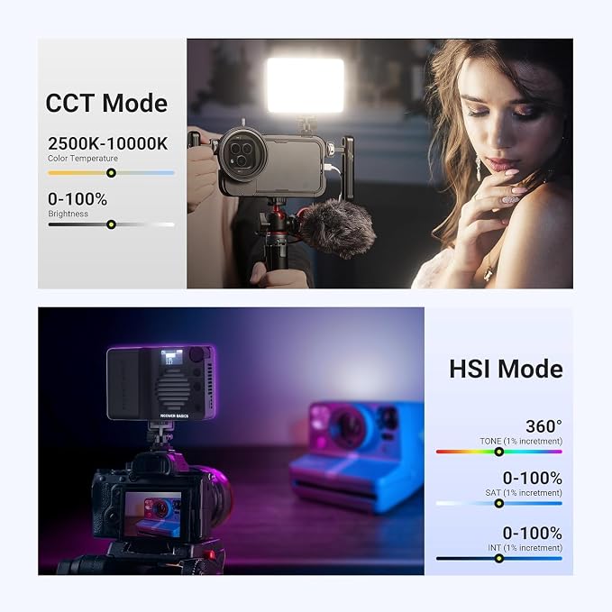 NEEWER BASICS BS40C Full RGB Magnetic Camera Video Light, 45W Boost Mode