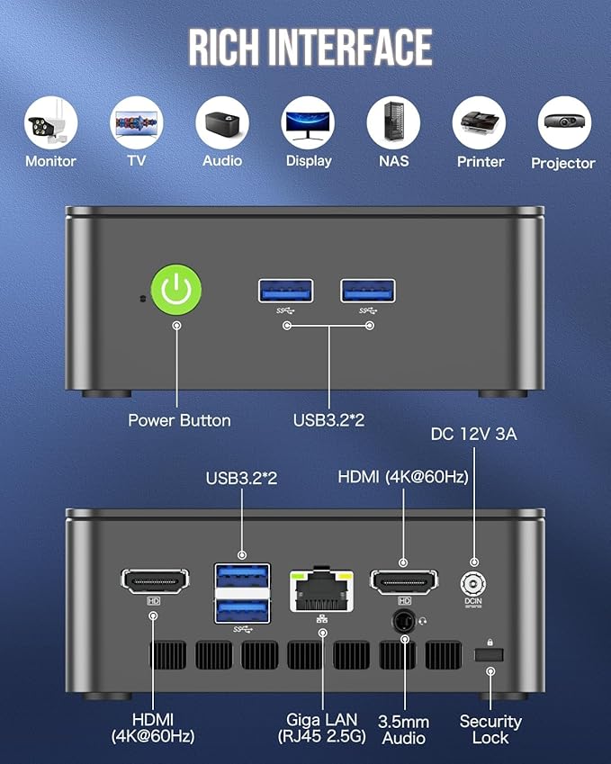 GMKtec Mini PC Intel Core i3-10110U Processor 8GB DDR4 256GB SSD | i226-V RJ45 Ethernet Desktop Computer 4K Dual/ 4X USB3.2/ WiFi 6 BT5.2/ Nucbox G3 Pro