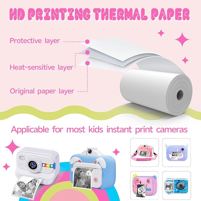 10 Rolls Kids Camera Paper Roll Refill