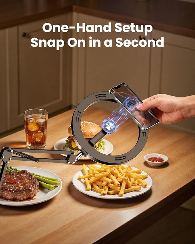 Ring Light with Stand with Magnetic Phone Holder, Overhead Phone Mount