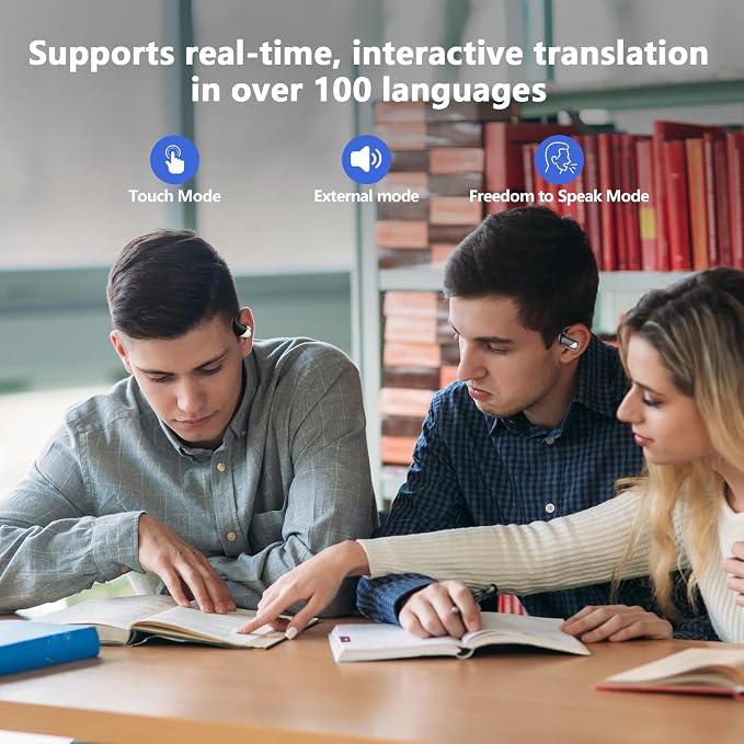 AI Open Ear Headphones Translation Earbuds, Real-Time 2-Way Language Translator