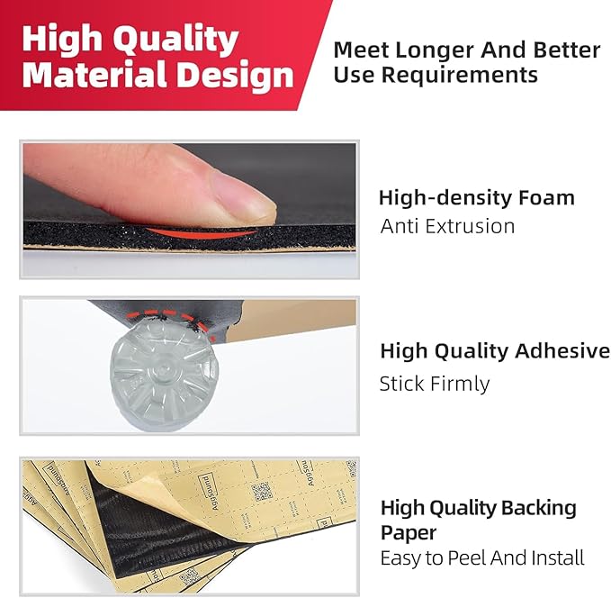 Sound Deadening Mat 1/2inch(13 mm) 107.64sqft - Closed Cell Foam Car Sound Deadening Material - Self-Adhesive Hood Insulation Heat Shield Auto Sound Dampening