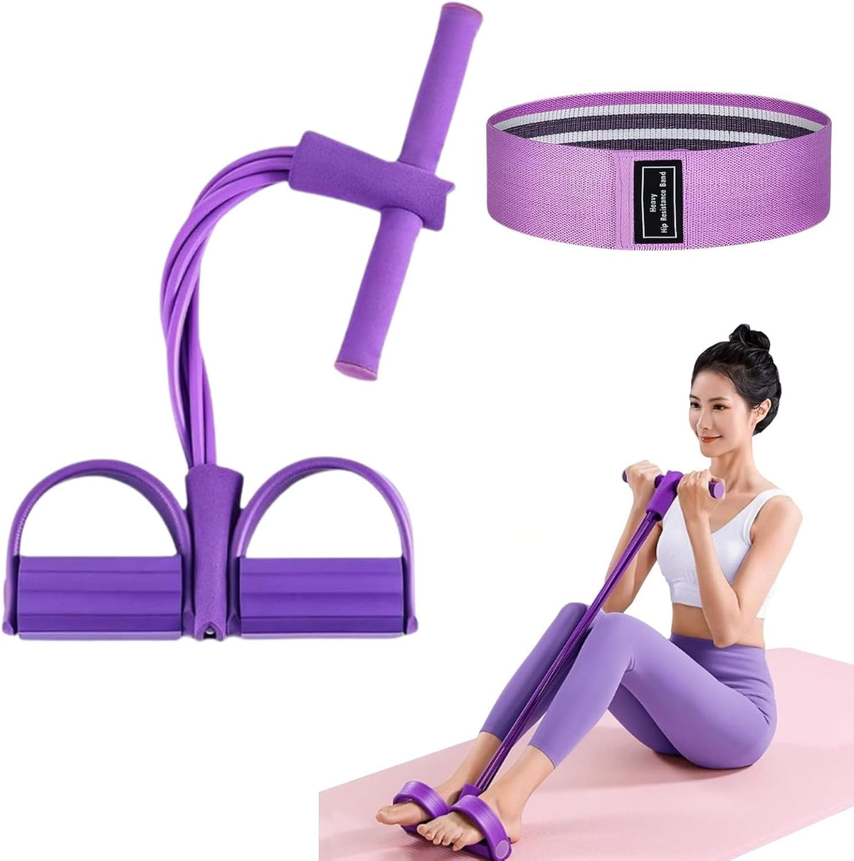 Pedal Resistance Bands - Multifunction Fitness Training with 6-Tube Manual Tension | Natural Rubber for Strength & Slimming