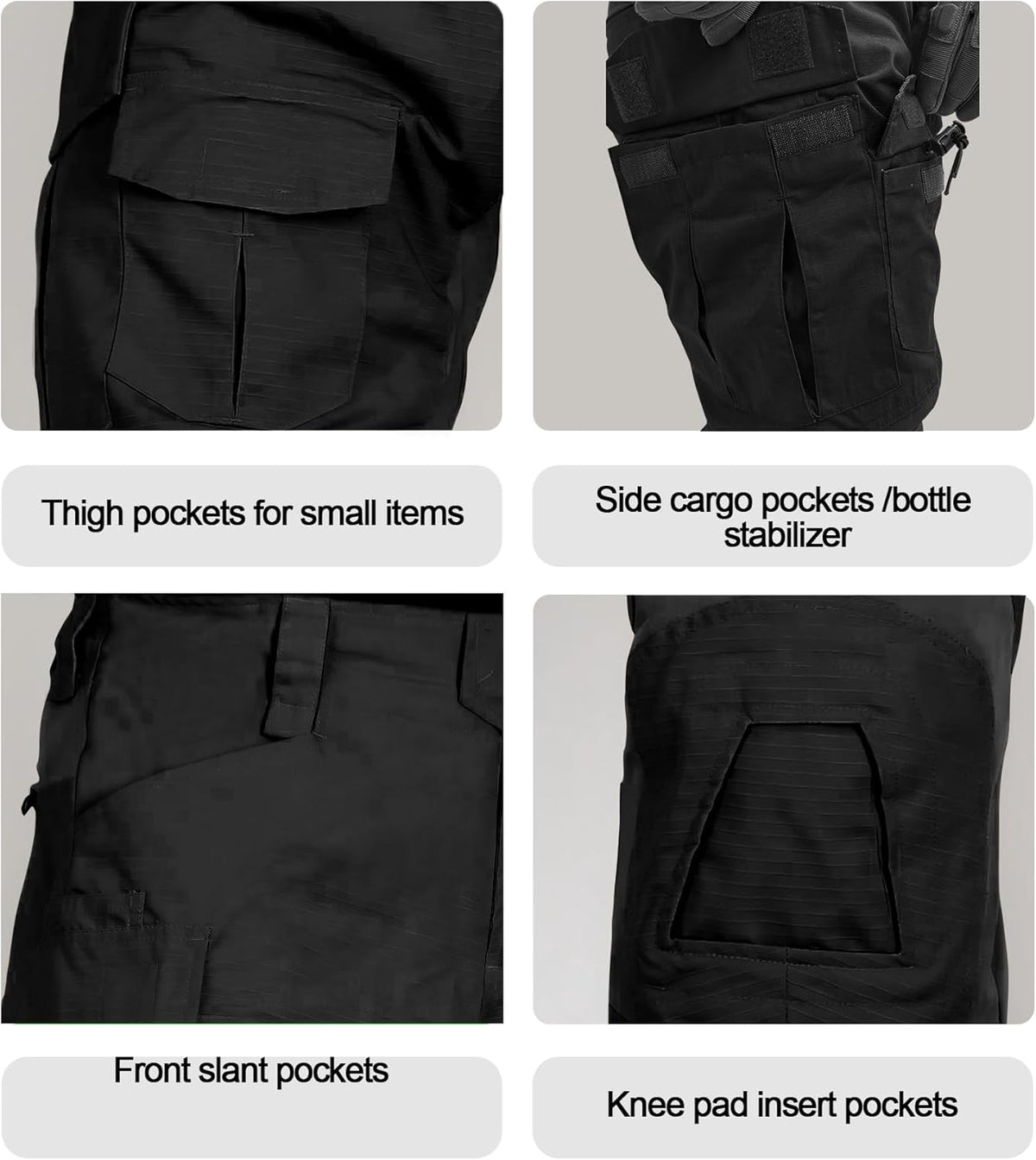 Skiennix Men's Tactical Pants - Waterproof Camo Cargo Design with Knee Pads & 10 Pockets