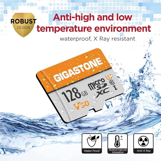 GIGASTONE 128GB Micro SD Card 10-Pack, A1 V30 4K Video Recording, Surveillance