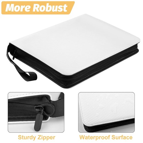 GERMUN 9 Pocket Card Binder - Premium Zip Trading Card Album for MTG, TCG & Sports Cards | 720 Double-Sided Pockets (White)