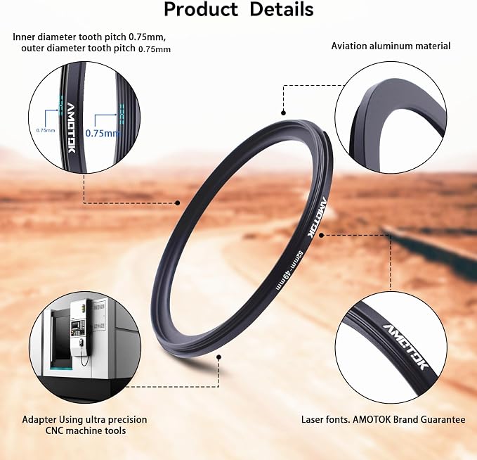 52mm Lens to 49mm Camera Lens Adapter, 52mm-49mm Filter Step-Down Ring
