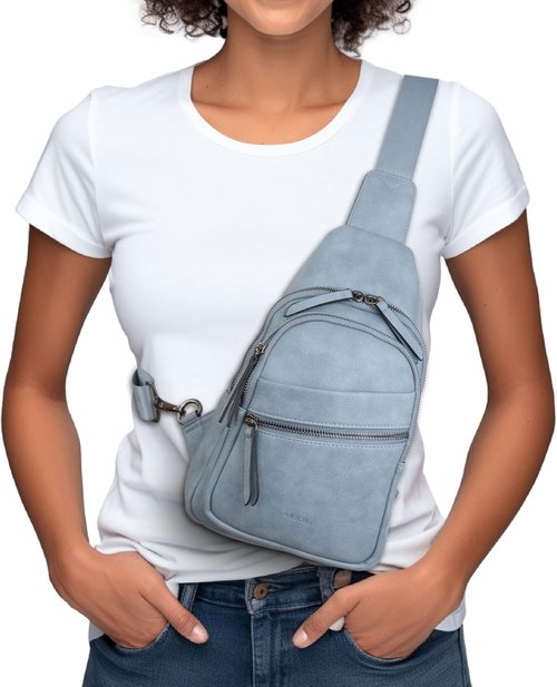 Alldaily Large Sling Bag - Fashionable Leather Crossbody Purse for Women | Trendy Travel Chest Bag (Blue)