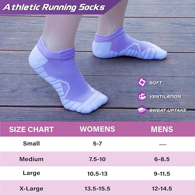 Hylaea Athletic Running Socks Cushion Padded Moisture Wicking Low Cut