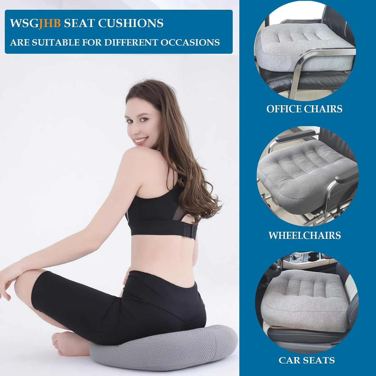 WSGJHB Large Seat Cushion, Extra Thick Booster Seat Cushions Long Sitting