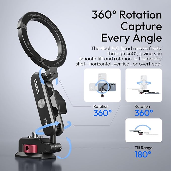 ULANZI Aluminum Magnetic Phone Tripod Mount, MA56 Camera Phone Mount w 1/4''