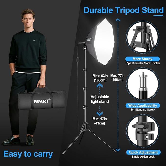 EMART Softbox Photography Lighting Kit, 50W 3000K-6000K LED Bulb, Professional