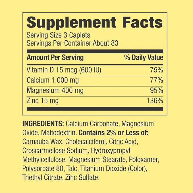 Bundle: Spring - Valley Calcium, Magnesium & Zinc Plus Vitamin D3 Coated Caplets, 250 Count + GoodDealsHouse Weekly Pillbox