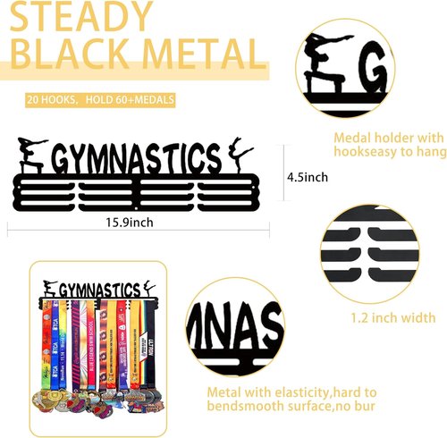 Goutoports Medal Hanger - Personalized Award Ribbon Organizer for 60 Medals | Wall Mount for Athletes