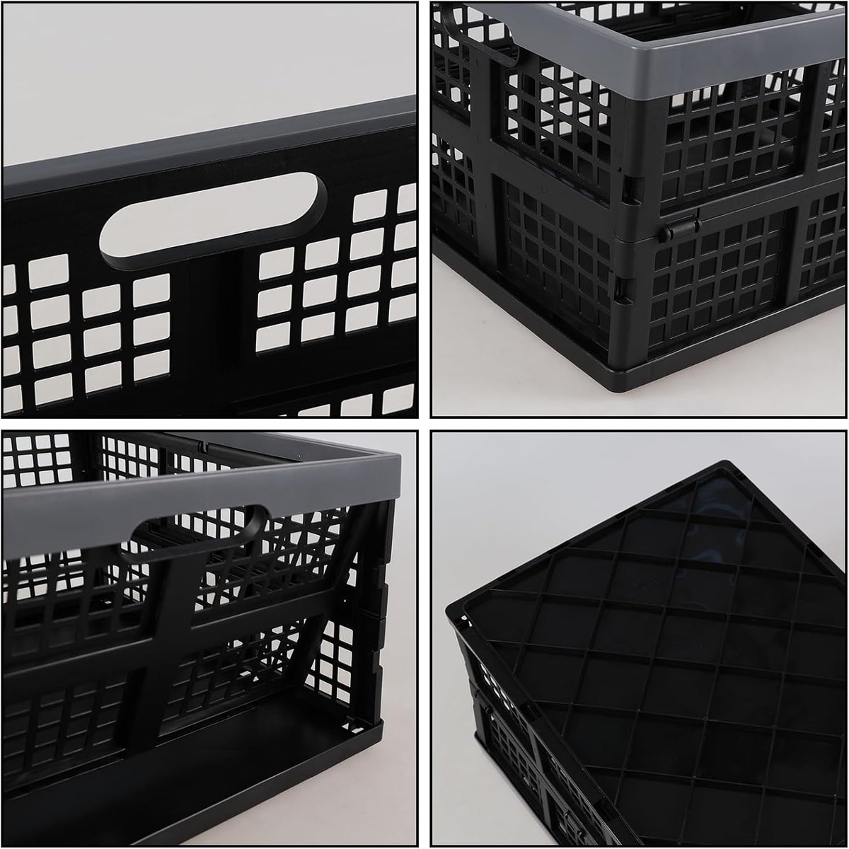 Foldable Storage Crates, 3-Pack Collapsible Plastic Utility Crate