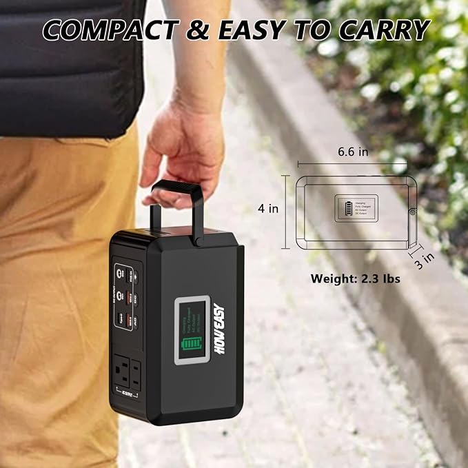 HOWEASY Portable Power Station120W(240W Peak), 24000mAh Camping Solar Generator, Portable Power Bank with 2 110V AC Outlet / 2 DC /3 USB QC3.0/LED Flashlight for Home Camping Emergency Backup
