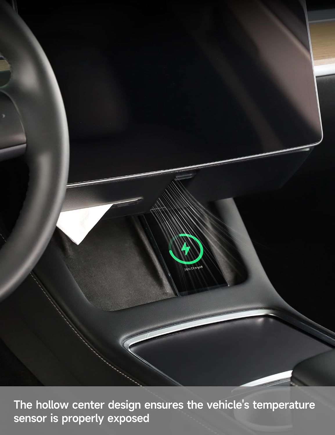 TPARTS Hidden Magnetic Under Screen Storage Box for Tesla Model 3/Y