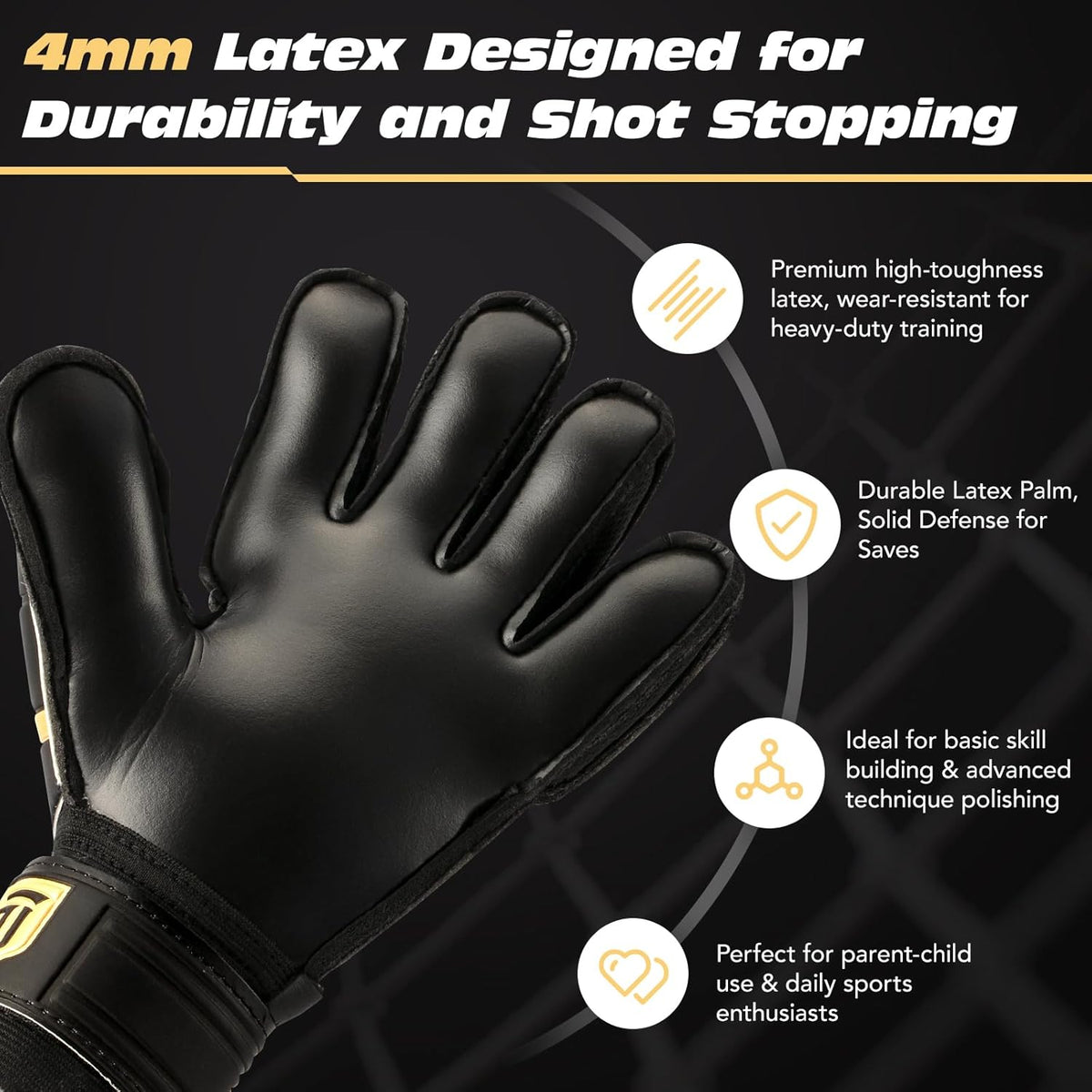 Regine Switzerland Goalkeeper Gloves - 4mm Latex Anti-Slip Grip, Finger Protection for All Weather