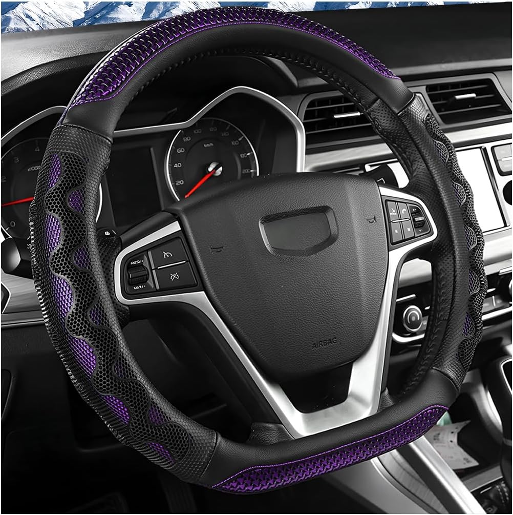 Car Steering Wheel Cover, 3D Honeycomb Anti-Slip Breathable, Black