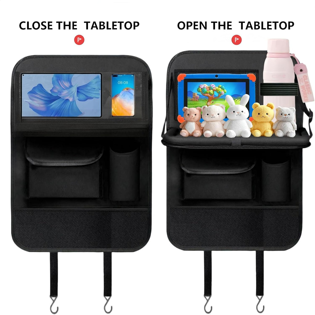TCJJ Car Seat Organiser Car Backseat Organizer Seat Organizer for Kids | Car Backseat Seat for Kids Kick Protector with Tray and Touch Screen Tablet Storage Pockets Waterproof and Stainproof