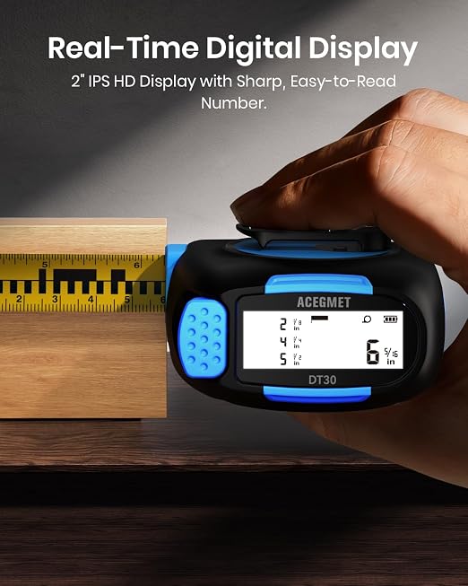 ACEGMET DT30 Digital Tape Measure, 131ft Laser&16ft Tape, ±1/16" Precision |