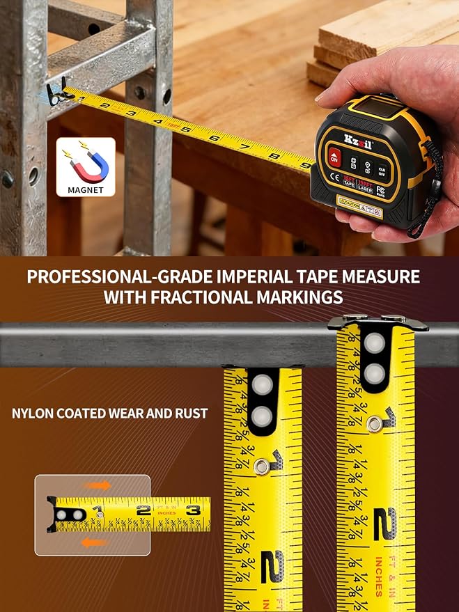 4-in-1 Tape Measure 196ft Laser Tape Measure 16ft Manual Tape