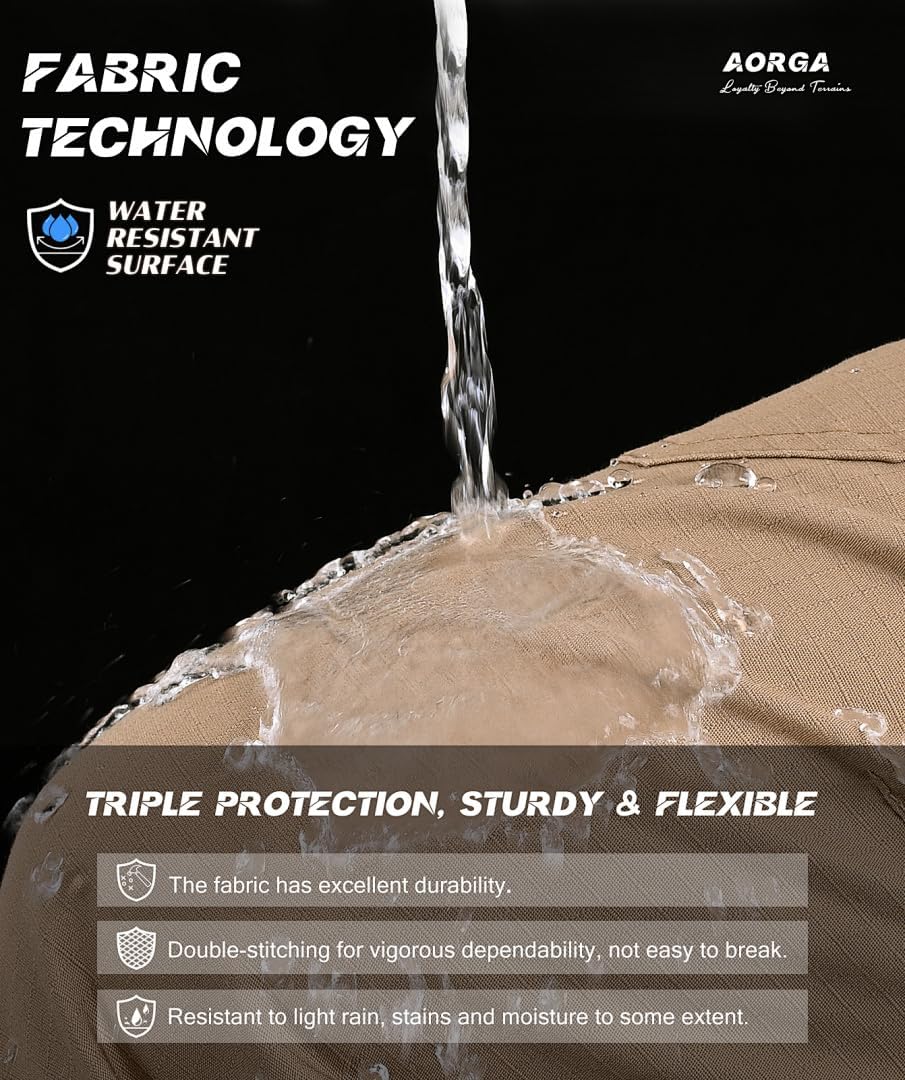 Skiennix Men's Tactical Cargo Pants - Water Resistant, Breathable, 8 Pockets, Elastic Waist