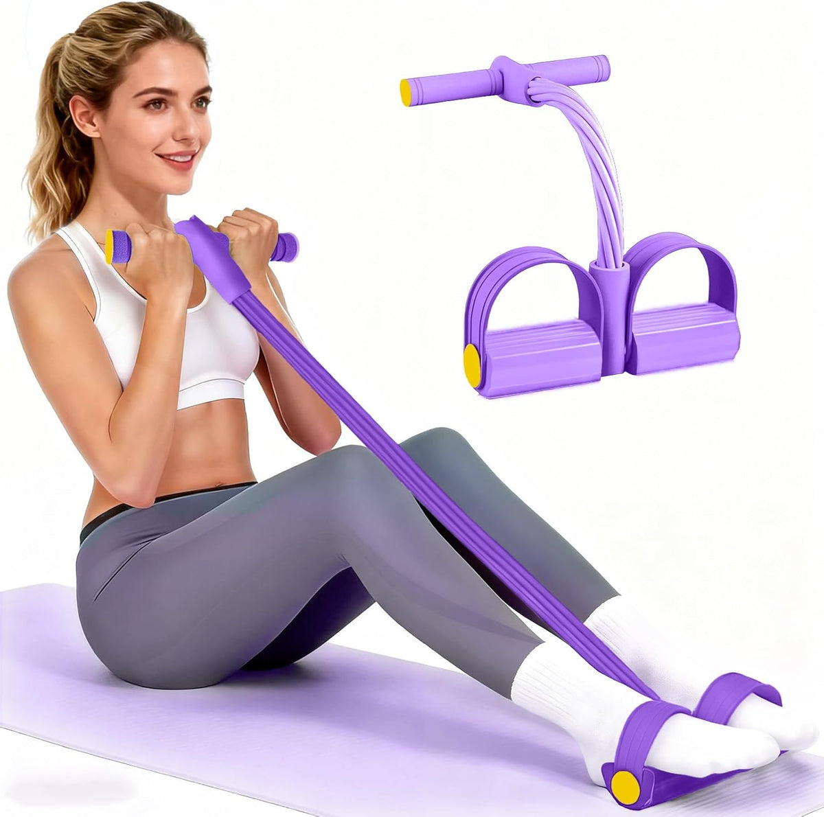 Pedal Resistance Bands by Skiennix - Durable 6-Tube Fitness Bands for Abdomen, Waist, Arms & Legs