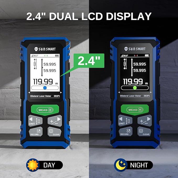 SainSmart Dual Laser Measuring Tool, 393Ft Green Bilateral Distance Meter
