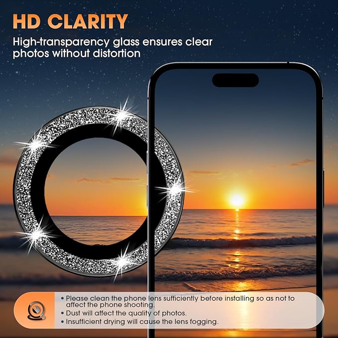 for iPhone 16 Pro/16 Pro Max Camera Lens Protector Bling Individual Metal