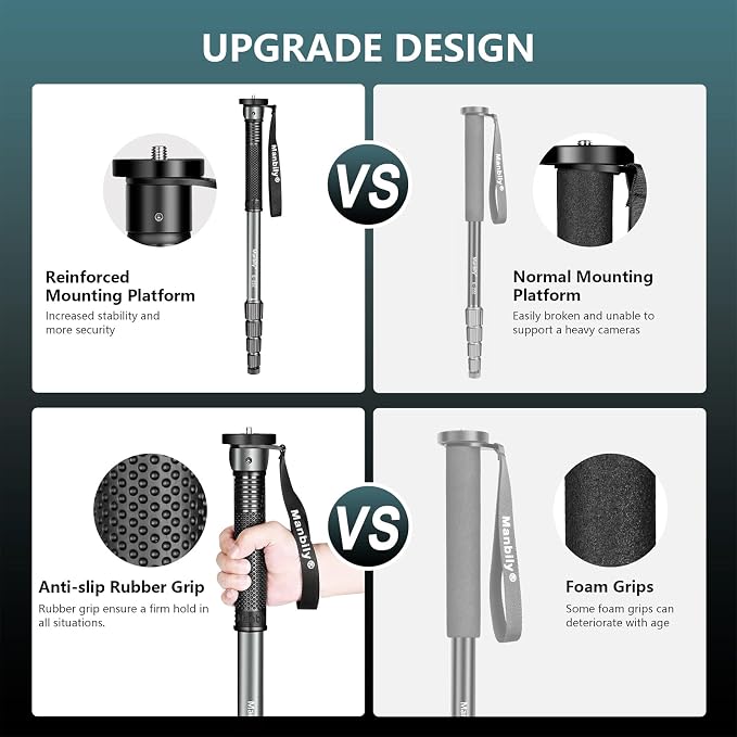 Manbily 65-Inch Camera Monopod, 5 Sections Aluminum Travel Monopod