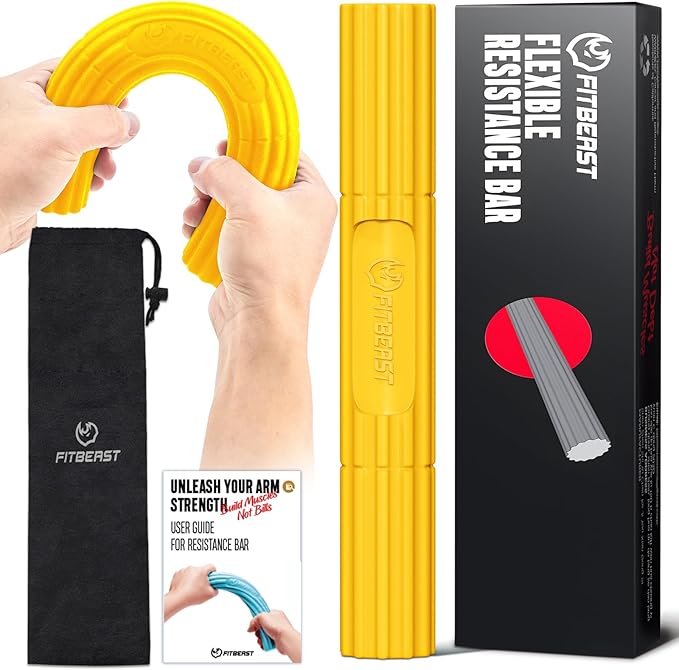 FitBeast Flex Therapy Bar, Tennis Elbow Therapy Bar - Ideal for Relieve Tendonitis Pain & Improve Grip Strength, Fitness Resistance Bar for Golfers Elbow & Tendinitis, Twist Bar for Physical Therapy