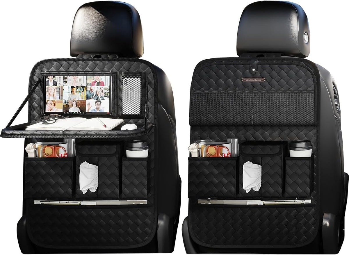XDV Car Seat Organizers,Multi-functional Back Seat Protectors, Storage Pouches, and Tray Holders (for Cars, Kids, Seat Back and Rear Seats) (Plain Gray, 1 Pcs)