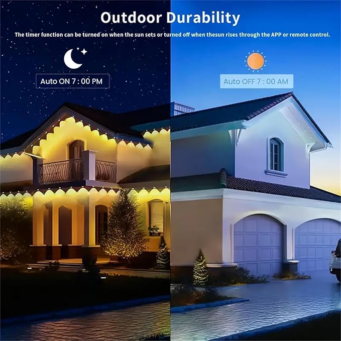300FT Permanent Outdoor RGB Lights,IP67 Waterproof Smart LED Eaves Lights with App/Remote Control,for Christmas and All Holiday Decor,Daily and Accent Lighting,House Roof and Garden Lighting