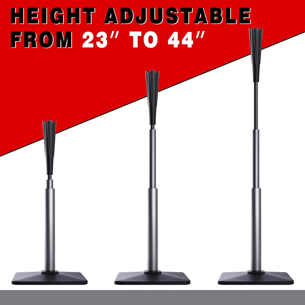 Skiennix 4-Prongs Ball Rest Batting Tee - Adjustable 23" to 44" for Baseball & Softball Hitting