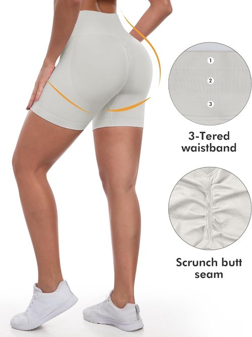 ATHVOTAR Women's High Waisted Gym Shorts - Seamless Butt Lifting Scrunch Design for Comfort