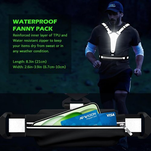 LED Reflective Vest by [Brand Name] - USB Rechargeable Light-Up Running Gear with Phone Holder | Ideal for Night Walks