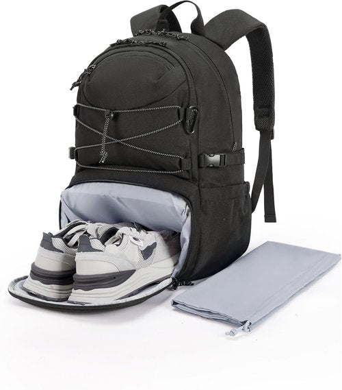 BAGSMART Gym Backpack - Stylish Travel Bag with Shoe Compartment | Versatile Black Design for Men & Women