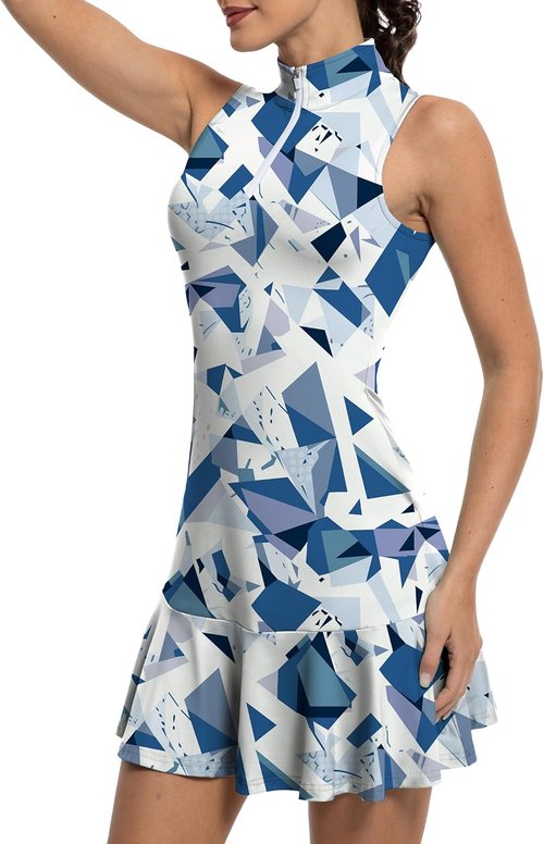 GGOV Tennis Dress - Women's Golf Dress with Sleeves, Inner Pocket & Zip-Up Collar | Athletic Wear