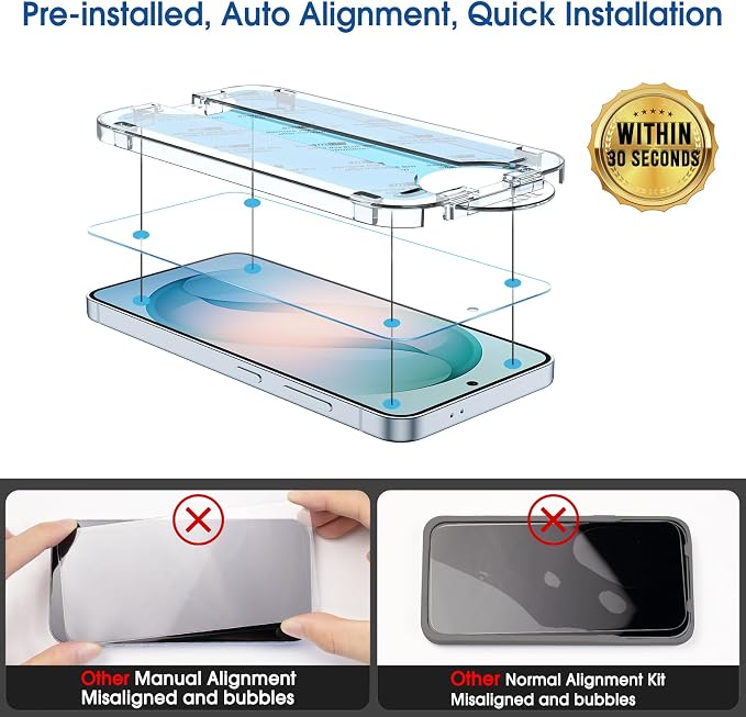 amFilm Auto-alignment OneTouch for Samsung Galaxy S26 6.3'' Screen Protector +