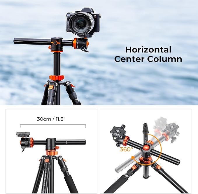 K&F Concept 67 inch Camera Tripod Horizontal Aluminum Tripods Portable Monopod