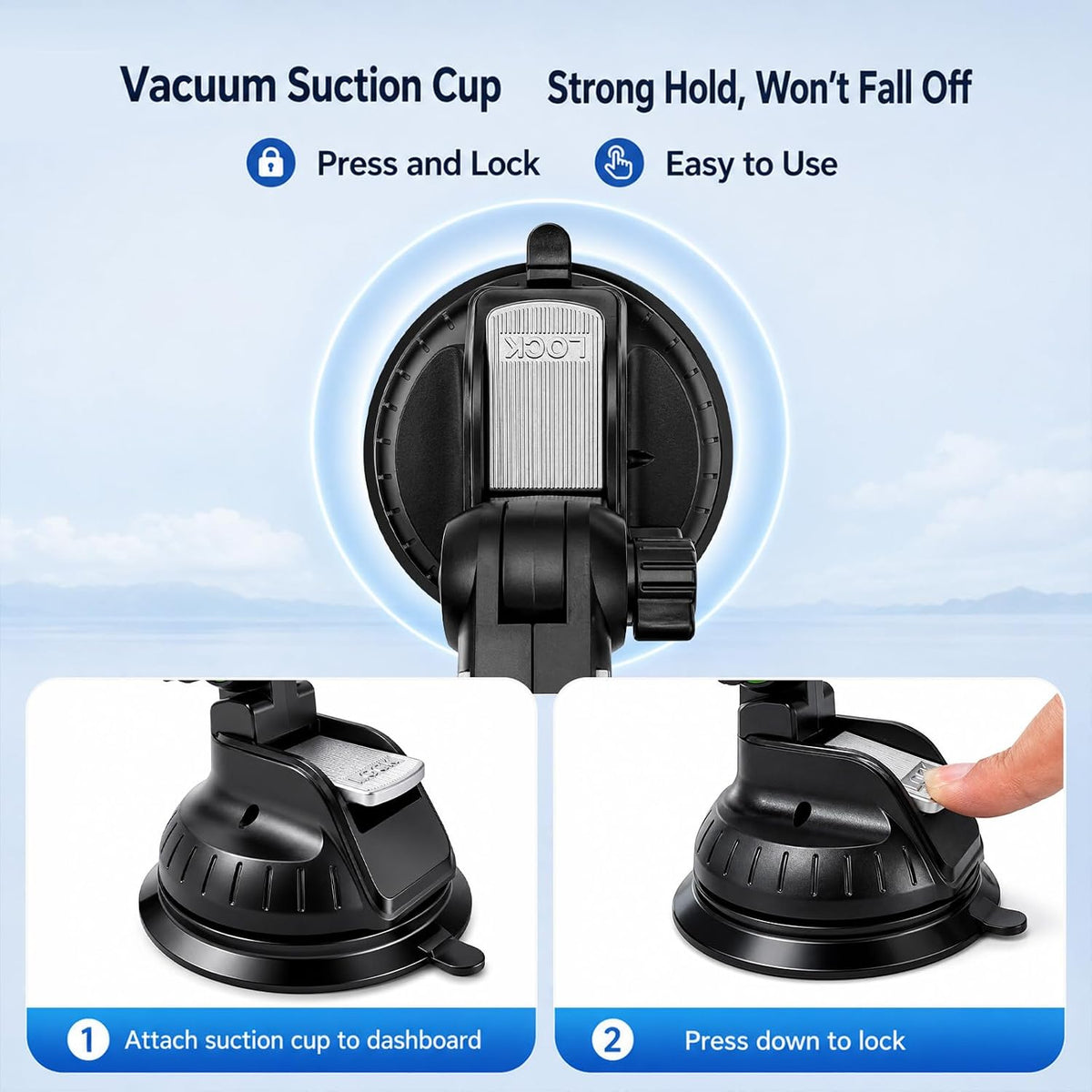 5 in 1 Car Phone Holder, Auto Windshield Dashboard Smartphone Mount